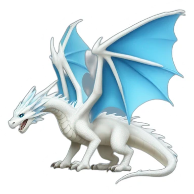 White dragon with blue wings sticker