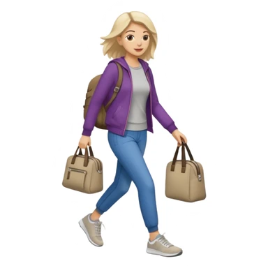 iOS emoji style - a woman in casual clothes and wearing trainers. Walking quickly. She does not have a bag or backpack.

 sticker