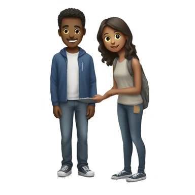 Young man helping a young woman sticker