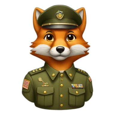 Fox dressed in military uniform sticker