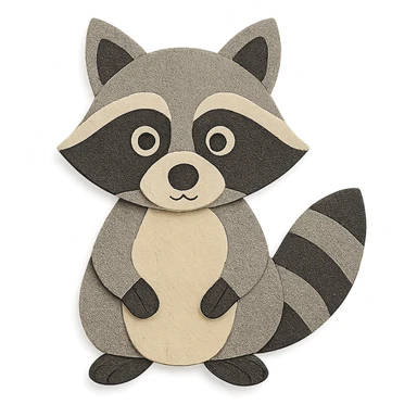 paper craft style raccoon sticker