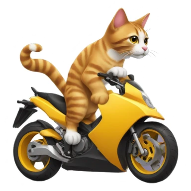 Cat sur une moto qui fait une roue avant  sticker