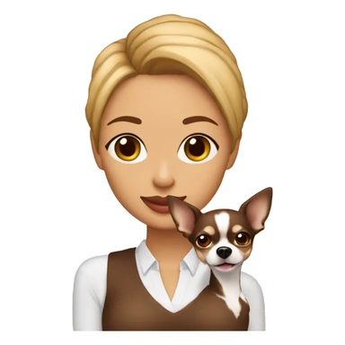 mujer con pelo  corto café claro y su perro Chihuahua sticker