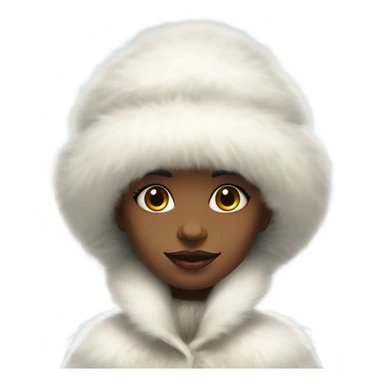 a girl with a white big fluffy fur hat and white fur coat, Ada Gladys Killins, aestheticism, a character portrait sticker