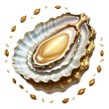 Ethereal oyster, golden walnuts, floating seeds, and a shining cut of lean meat spiraling around a small shield of light. Soft rays extend from the shield towards an illuminated body showing active cellular repair and regeneration. Foods emit a subtle glow as they orbit the protective shield. sticker