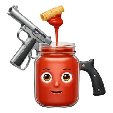Jar of pasta sauce holding a gun  sticker