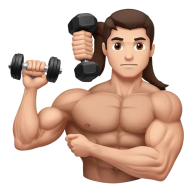Brunette man very muscular with duumbell sticker