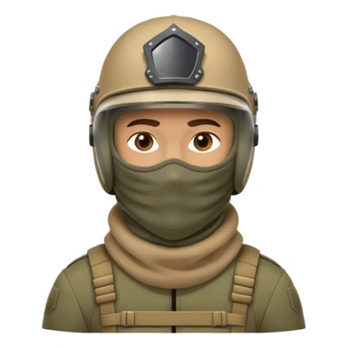 Altyn military helmet on man wearing balaclava, visor down, head only sticker