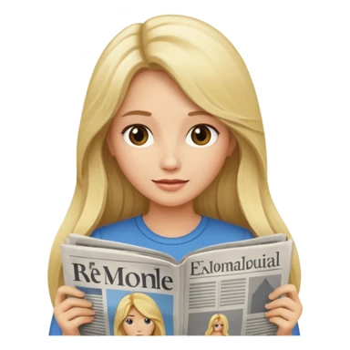 newspaper read blonde long haired woman sticker