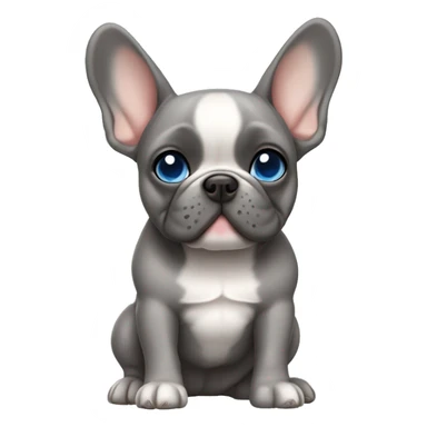 the French bulldog is gray in color with tan and gray-blue eyes sticker