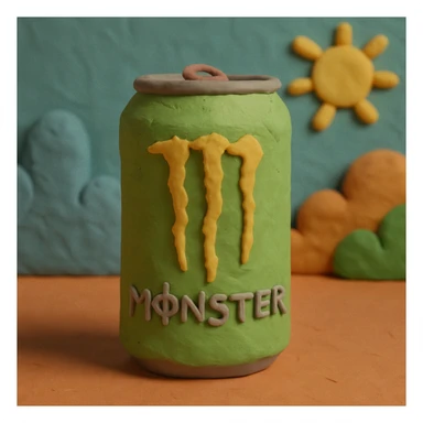 monster energy drink can, matte and textured with visible fingerprints claymation style sticker