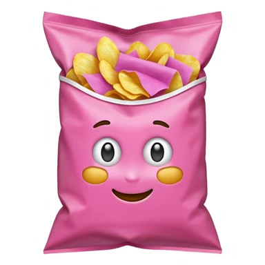 Pink bag of potato chips sticker
