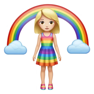 girl with rainbow dress full body  sticker