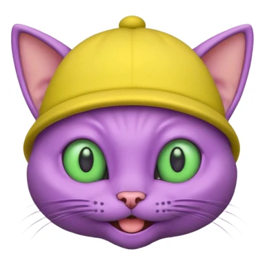 purple alien cat with no fur and yellow hat sticker