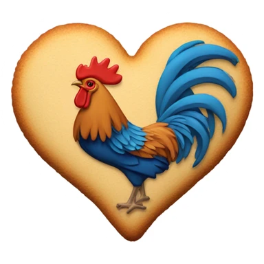 cookie heart with country rooster sticker