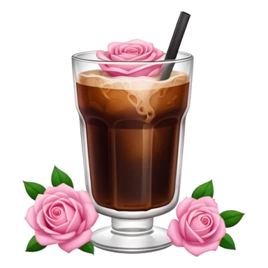 Cold brew coffee with roses pink mini small size glas sticker