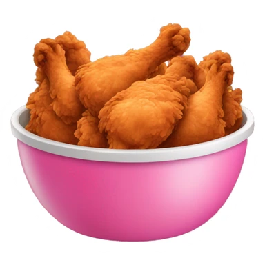 large pink bowl full of fried chicken sticker
