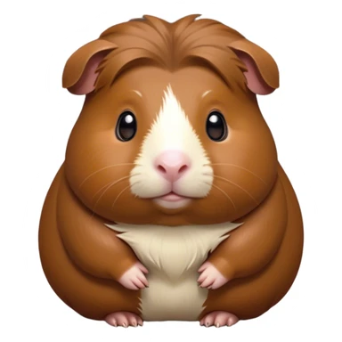 Cinematic Noble Brown Guinea Pig Portrait Emoji, Poised and regal, with a compact, chubby build and a soft, well-groomed rich brown coat, deep-set soulful dark eyes, Simplified yet sharp and sophisticated features, highly detailed, glowing with a warm, dignified glow, high shine, intelligent and charming, stylized with an air of gentle coziness, focused and attentive, soft glowing outline, capturing the essence of a watchful and confident little rodent, so majestic it feels as though it could scurry out of the screen with effortless authority! sticker