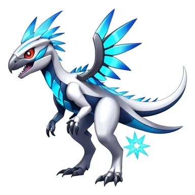 Shiny Futuristic Celestial Fakemon-Pokemon-Digimon-Spectrobes-Raptor-fusion, full body sticker