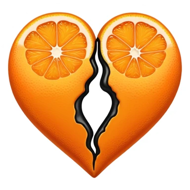 Half orange and half black heart sticker