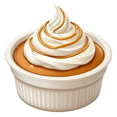 Dulce de leche in a ramekin with cream on top sticker