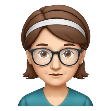 old white teacher brown hair with headband and glasses sticker