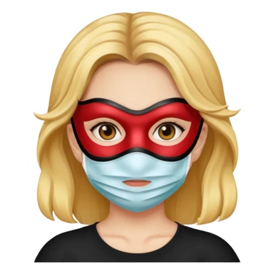 A girl with a mask sticker