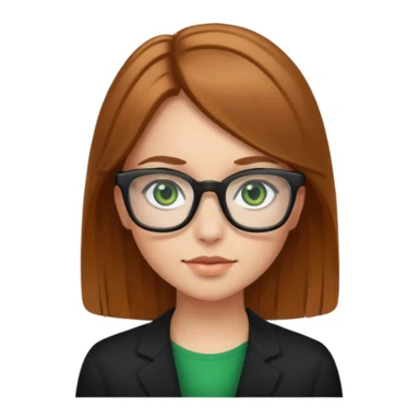 Caucasian girl with golden brown hair, green eyes, and black square glasses  sticker