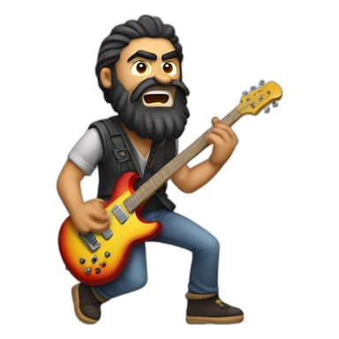 angry Gipsy guy with beard playing electric guitar sticker