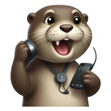 Otter talking on a phone sticker