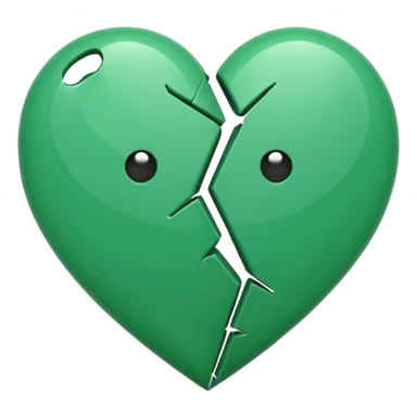 A green broken heart sticker