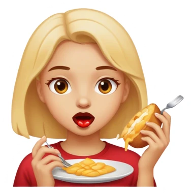 A girl eating sticker