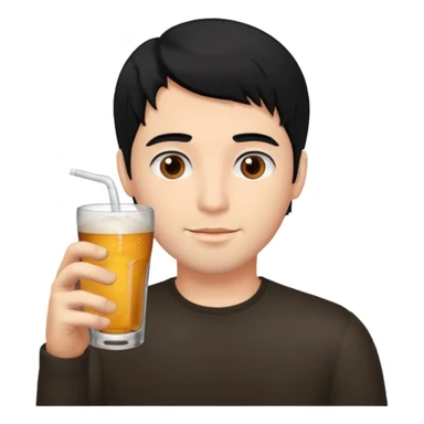 Guy with black hair brown eyes drinking  sticker