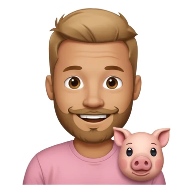 mischevious devil guy thats not scary, just a t-shirt with a beard and a pig nose sticker