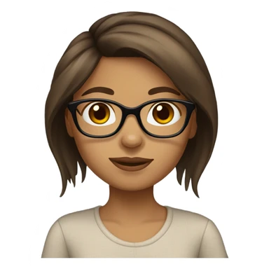 Hispanic, Brown hair, girl with glasses holding tan yorkie sticker