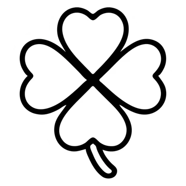 black 5-leaf clover, stylized with thick outlines sticker