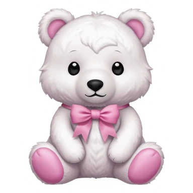 white bear with pink ribbon sticker