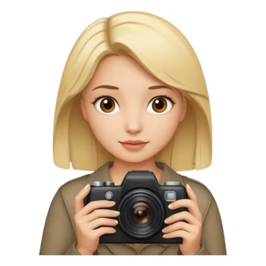  femme blonde yeux marron qui tient un appareil photo sticker