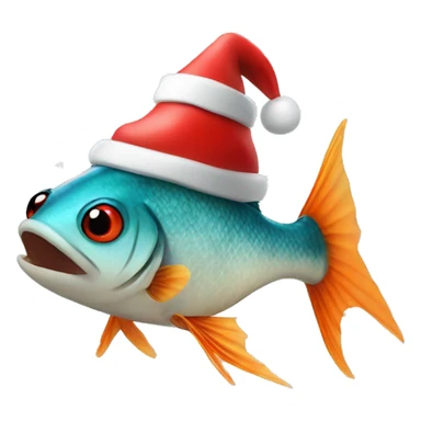 Fish wearing a Christmas hat. Eating a spider sticker
