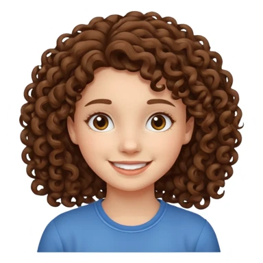 a teenage girl with curly brown hair withe a white skin sticker