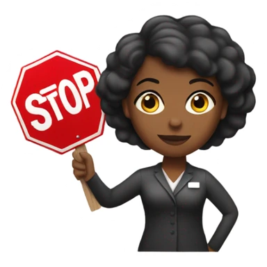Black women holding a stop sign sticker
