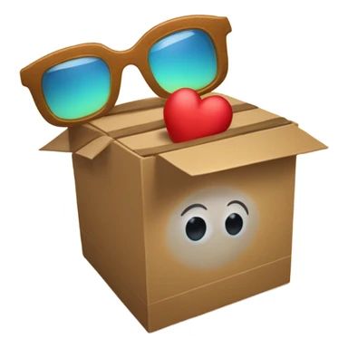 caja inteligente con lentes de sol dentro de un corazon grande  sticker