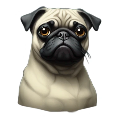 A cyberpunk black pug in Art Nouveau style during 1910 sticker