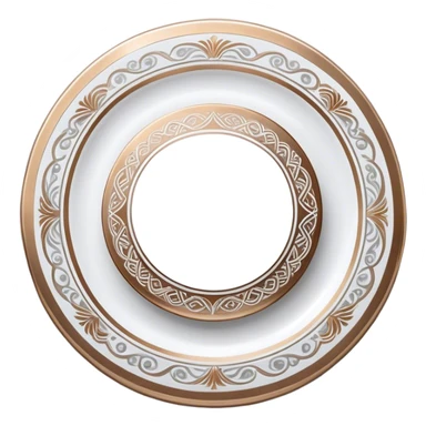 Silver and bronze painting icon, hand-painted silver and bronze objects such as plates or decorative pieces, intricate designs with enamel paints, visible fine paintbrush and metal surface, shining metallic finishes, no finished artwork, just the painting process, minimalistic style, clean lines, transparent background. sticker