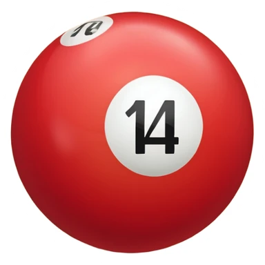 The number 14 on a red pool ball sticker