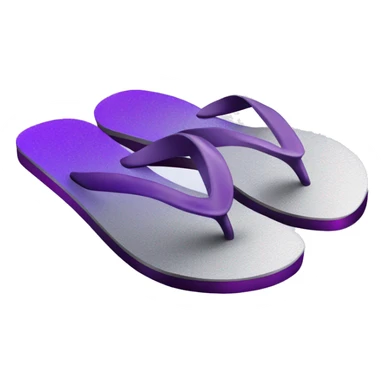 Realistic metallic silver and dark purple gradient pair of summer flip flops isolated. sticker