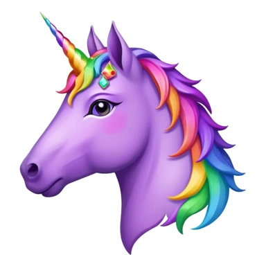 purple unicorn side profile, rainbow gemstone crown on forehead, mane made of multi-skin-tone handprints sticker