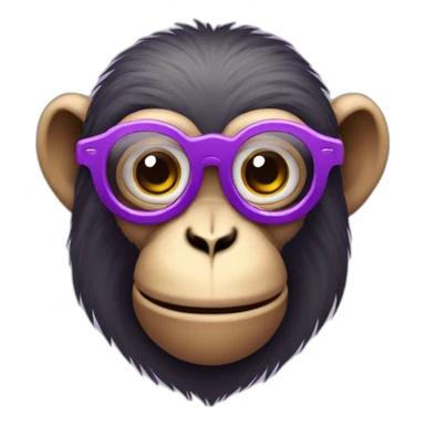Monkey avec des lunettes rond et un pull mauves sticker