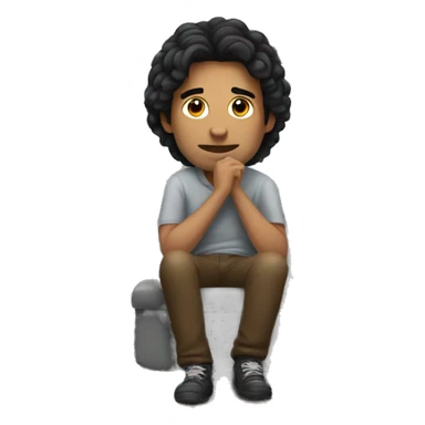Dark haired MAN sitting in a mobile home sticker