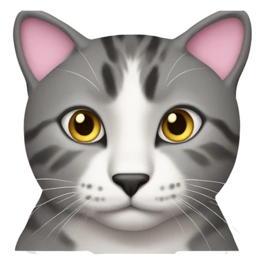 Cat with clear white face, little black spot like mustache under nose, pink ears, and full forehead and under ears the fur is black, yellow eyes, no stripes sticker